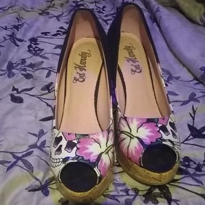 Black Ed Hardy wedges size 10